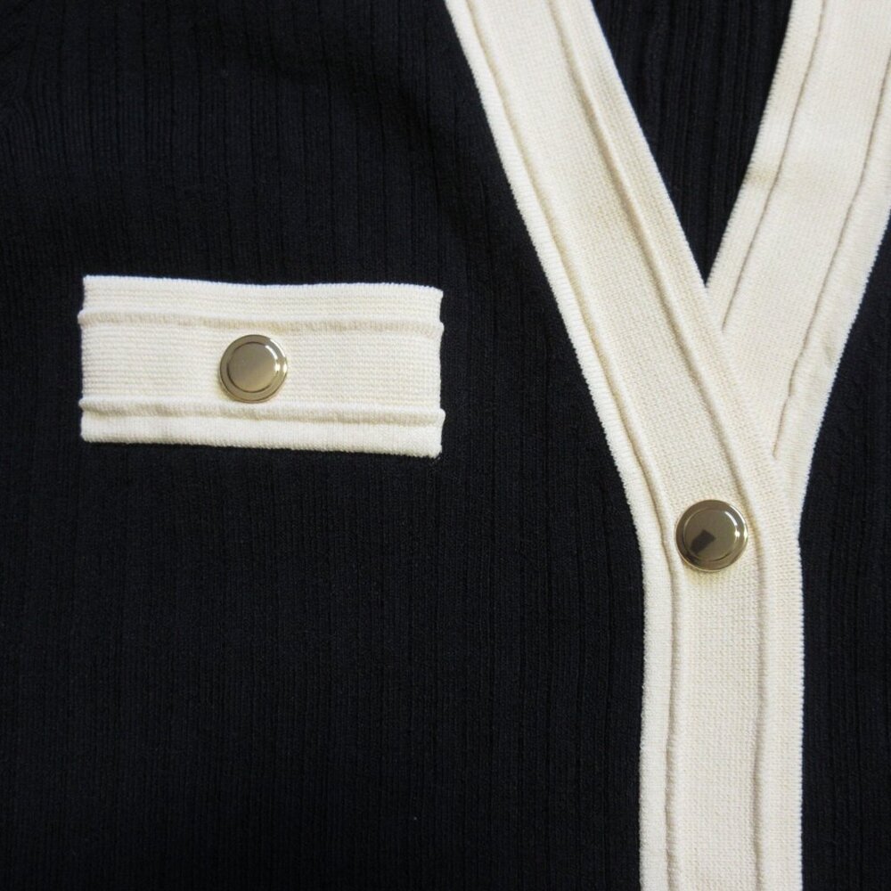 NWT J.Crew Elbow-sleeve Button-up Midi in Black Ribbed Knit Sweater Dress M - Picture 5 of 8